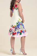 Ruffle Trim Detail Dress - White Multi