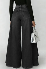 Women's High-waisted Casual Loose-fitting Wide-leg Jeans