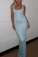 Heididress U Neck Sleeveless Sequin Bodycon Maxi Dress