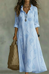 Retro Ruffled Collar Floral A-line Dress