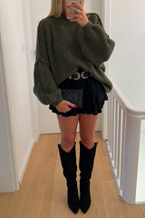 Heididress Drop Shoulder Plain Casual Pullover Sweater