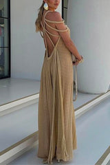 Heididress Halter Cut Out Backless Beach Cover Up Maxi Dress