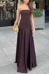 Heididress Strapless Satin Patchwork Flare Maxi Dress