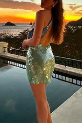 Heididress Halter Cut Out Open Back Sequin Mini Dress