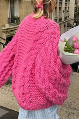 Heididress Round Neck Oversized Cable Knit Sweater