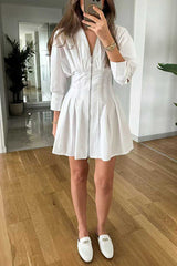 Long Sleeves Zipper Up Front Mini Dress