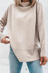 Heididress Janice Turtleneck Side Split Long Sleeve Top