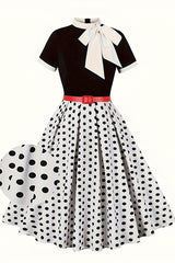 Elegant Commuter Vintage Polka Dot Print 50S Women's Dress, Elegant Valentine's Day Party Dress