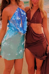Heididress Halter Cut Out Open Back Sequin Mini Dress