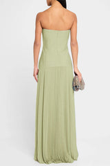 Heididress Strapless Tube Patchwork Pleated Maxi Dress