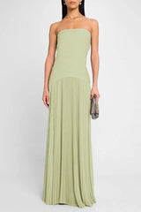 Heididress Strapless Tube Patchwork Pleated Maxi Dress