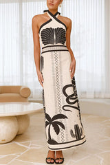Heididress Palm Canyon Print Criss Cross Halter Maxi Dress