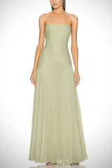 Heididress Strapless Tube Patchwork Pleated Maxi Dress