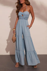 Prairie Aurora Halter Neck Chambray Jumpsuit