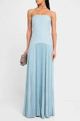 Heididress Strapless Tube Patchwork Pleated Maxi Dress