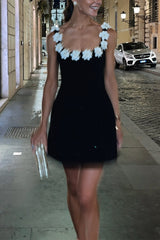 Heididress 3D Floral Neck Backless Mini Cami Dress