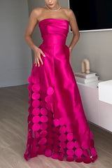 Heididress Strapless Waisted Polka Dot Applique Maxi Party Dress
