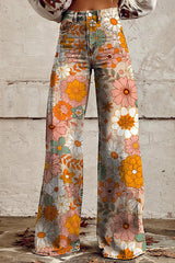 Heididress Vintage Floral Print Wide Leg Pants