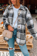 Heididress Drop Shoulder Button Up Plaid Shirt Coat