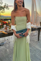 Heididress Strapless Tube Patchwork Pleated Maxi Dress