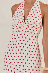 Amelie Halter Maxi Dress (Cream/Red Polka)