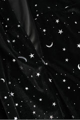 Black 1960s Star V-Neck Velvet Dress