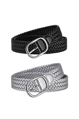 Faux Leather Metal Buckle Adjustable Braided Belt