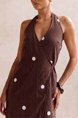 Kaia Midi Dress (Chocolate Polka)