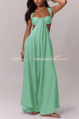 Solid Color Casual Camisole Loose Stretch Wide-leg Jumpsuit
