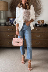 Heididress Lapel Double Breasted Open Front Blazer Jacket