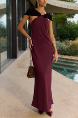 Sleeveless Draped Back Maxi Party Dress