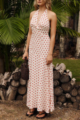 Amelie Halter Maxi Dress (Cream/Red Polka)