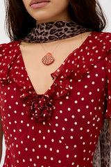 Vintage Red Polka Dot Ruffle Maxi Dress β Romantic Boho Summer Dress with Tiered Hem
