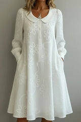 Vintage Peter Pan Collar Embroidered Floral Dress