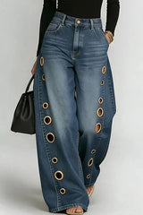 Women's New High-waisted Casual Loose Wide-leg Jeans