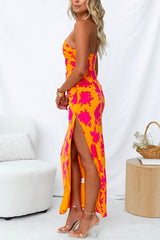 Heididress One Shoulder Side Split Printed Cami Maxi Dress