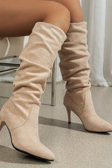 Faux Suede Pointed Toe Stiletto Heel High Boots