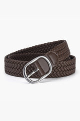 Faux Leather Metal Buckle Adjustable Braided Belt
