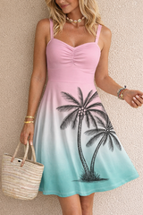 Gradient Palm Tree Summer Dress β Casual Beach Holiday A-Line Sundress