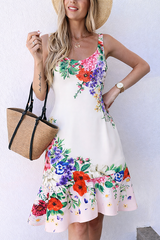 Ruffle Trim Detail Dress - White Multi