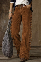Stylish Casual Retro Western Fringe Trousers