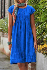 Boho Chic Pleated Cotton Mini Dress