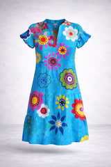Fresh Paisley Print Smock Dress