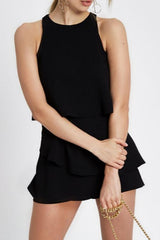 Halter Neck Ruffle Chiffon Romper