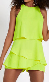 Halter Neck Ruffle Chiffon Romper