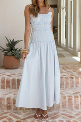 Smocked Ruffle Strap Maxi Dress