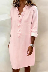 V-Neck Midi Dress with Ruffle Detail