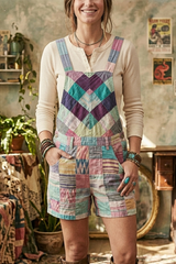 Vintage Patchwork Boho Romper – Effortless Everyday Style