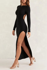 Sexy Cut-Out Bodycon Maxi Dress β Long Sleeve High Slit Elegant Evening Dress for Women