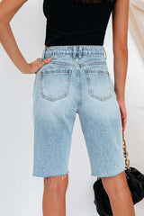 High Waist Distressed Denim Shorts – Casual Loose Fit Ripped Shorts